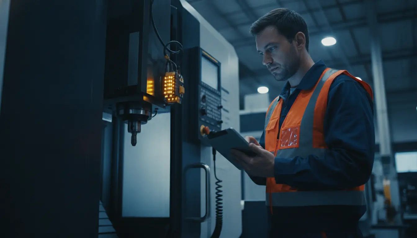 acc-sicherheitstechnik-blog_291462 Techniker einer Sicherheitsfirma prüft eine Maschine im Ruhrgebiet